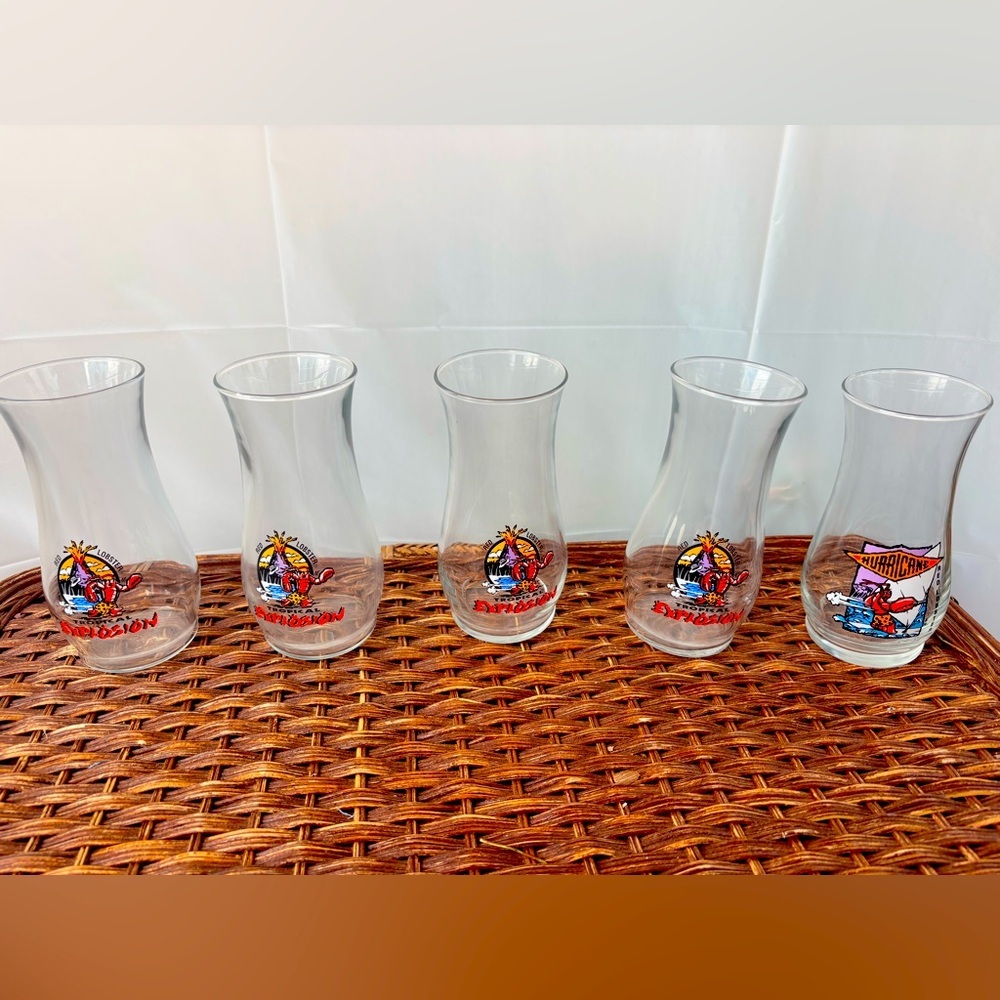 Red Lobster Tropical Hurricane Cocktail Glasses Set of 5